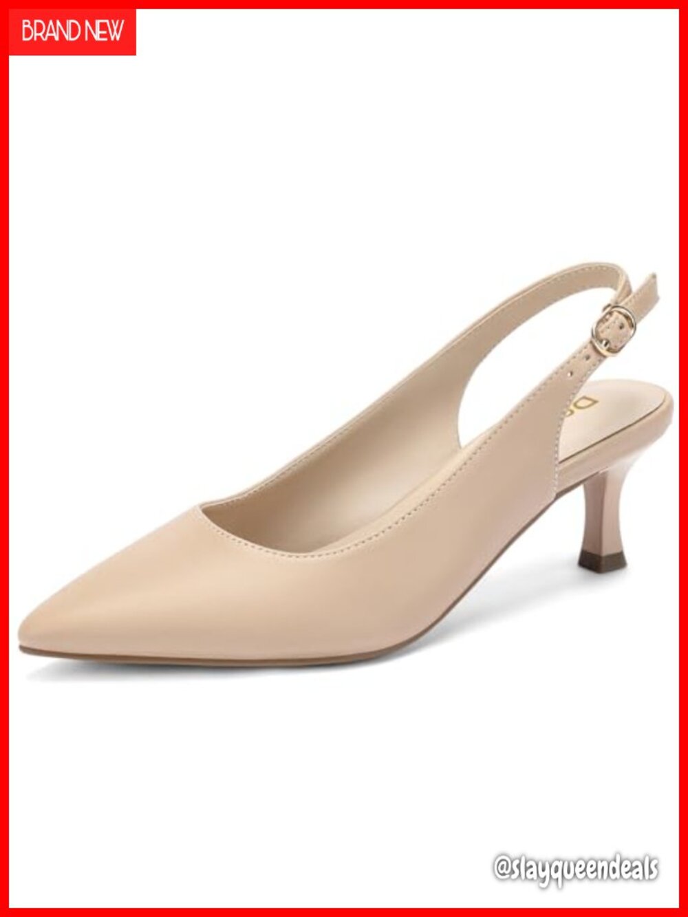 Women's Slingback Kitten Heels Pumps Pointed Toe Low Heel Dress Shoes for Work